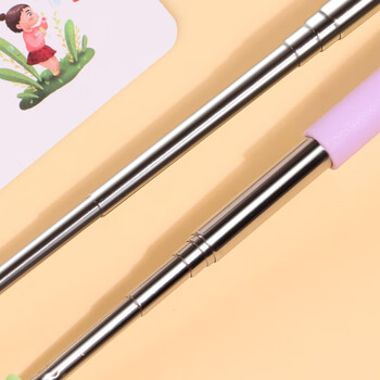 TaTanice 儿童阅读指读棒 读书黑板教学自由伸缩手指棒教师家用 不锈钢伸缩紫色