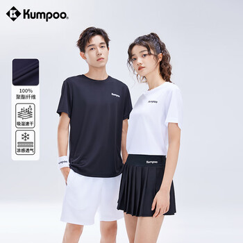 薰风(KUMPOO)羽毛球服速干短袖男凉感T恤女宽松上衣休闲服K242U01113 黑色 4XL 薰风(KUMPOO)羽毛球服速干短袖男凉感T恤女宽松上衣休闲服K242U01113 黑色 4XL