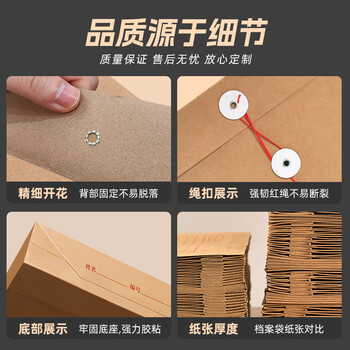 三益档案档案袋牛皮纸A4加厚无酸纸文件办公标书合同资料袋【6cm*210g*10个】进口无酸纸 1808-7