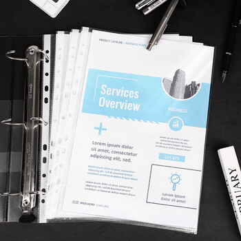 齐心（COMIX）100个装11孔加厚透明文件袋A4插页文件快递袋活页文件档案资料袋替芯办公财务票据收纳学生 EH1006