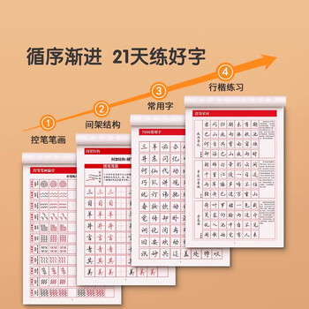 金枝叶行楷字帖成年人练字专用行书练字帖速成凹槽反复使用男生女生字体漂亮钢笔硬笔书法初学者入门套装