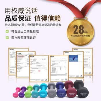PROIRON普力艾 哑铃男女士家用健身哑铃浸塑哑铃套装 湖蓝色 4kg*2