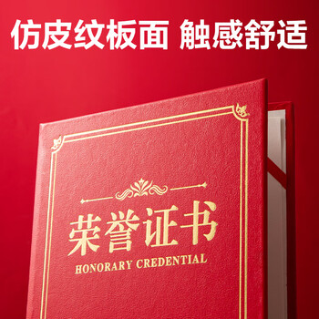 得力（deli）6本12K皮纹板面荣誉证书奖状年会获奖证书 典礼表彰场合适用配内芯6张BR803