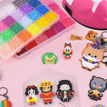 佳茉拼拼豆豆手工diy套装3d立体拼豆豆女男孩儿童益智6岁拼图玩具小豆24色单色5-600粒手工开学季