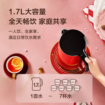 苏泊尔（SUPOR）ZMD安心系列电热水壶 1.7L双层防烫烧水壶 1800W快烧 304不锈钢电热水壶 SW-17E05E