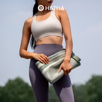 哈他麂皮绒可折叠瑜伽垫薄款女防滑天然橡胶轻薄便携瑜伽铺巾垫
