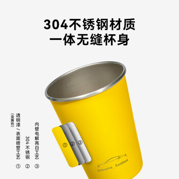 京东京造不锈钢水杯 马克杯 非一次性水杯套装家用汽车配色 珍珠白350ml*2