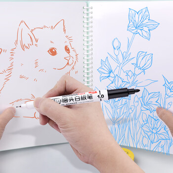 金万年12色白板笔0.5-1.0mm大小双头可擦粗细纤维笔头易擦易写儿童练字涂鸦绘画G-0639T