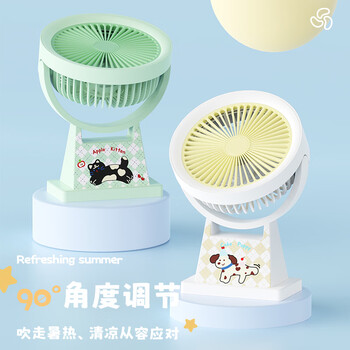 欧利文小风扇桌面床上用静USB充电低音三档 便携式迷你大风力电风扇办公室宿舍风宝 粉色