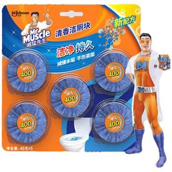 威猛先生（Mr Muscle） 清香洁厕宝（香味随机）马桶清洁剂除臭 40g*5块
