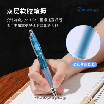 百乐（PILOT）DR.GRIP健握黑色中性笔按动0.5签字笔刷题考试专用笔顺滑速干笔办公用笔 透明紫/黑（卡式包装盒）