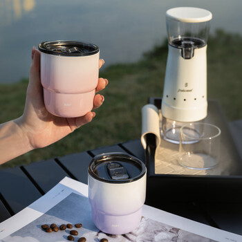 巢里迷你便携咖啡杯304不锈钢户外露营随行外带雪糕杯冰杯渐变紫