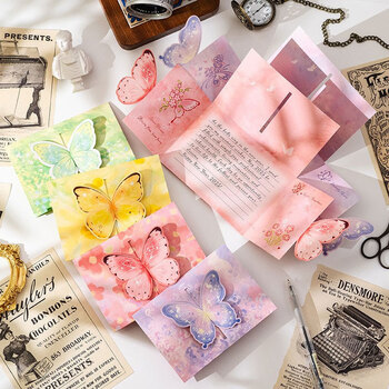 狮洛德 4张立体贺卡生日礼物装饰可手写diy高级折叠卡片生日祝福明信片