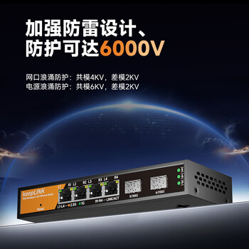 keepLINKKP-9000-6XHML-X2 2.5G交换机 4口2.5G+2万兆光口 支持vlan/链路聚合网管企业网络分流器/台