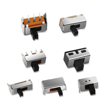 汇君 拨动开关单排双排直插卧式小微型电源开关滑动档位 SK-12D07VG3拨动单排3脚2档10只