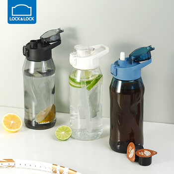 乐扣乐扣（LOCK&LOCK）简约一键式运动水壶 大容量运动水杯冷水壶 850ML白色ABF925WHT