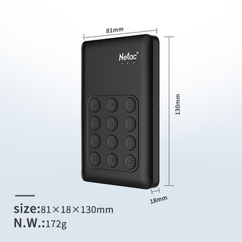 朗科（Netac）1TB 移动硬盘 K390安全系列 USB3.0 2.5英寸 黑色 独立按键硬件加密 隐私保护理想搭档