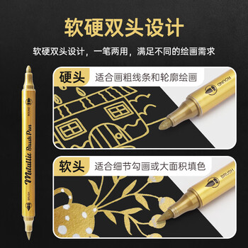 宝克（BAOKE）MP2960 双头金属丙烯马克笔 防水不易褪色勾线笔覆盖力强手绘填色记号笔绘画笔 白色 12支/盒