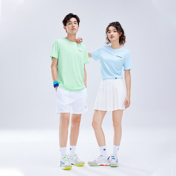 薰风（KUMPOO）羽毛球服速干短袖男凉感T恤女上衣休闲服K242U01113 牛油果绿 2XL