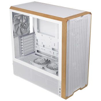 LIANLI联力L217 中塔式台式电竞游戏机箱 白色 标配5把风扇/支持EATX主板/木艺机箱/双开关