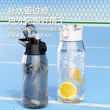 乐扣乐扣（LOCK&LOCK）简约一键式运动水壶 大容量运动水杯冷水壶 850ML白色ABF925WHT