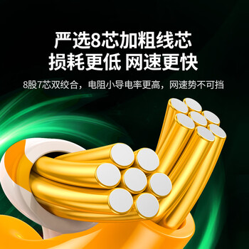 绿联六类屏蔽网线 CAT6类千兆网络连接线 工程家用电脑宽带8芯双绞抗干扰成品跳线 黑3米55173
