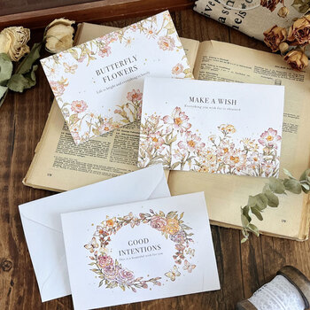 狮洛德 烫金花卉母亲节贺卡节日祝福留言卡送孩子毕业礼物装饰明信片6张送信封