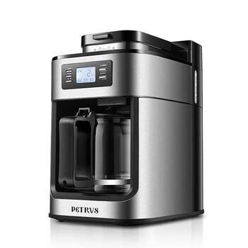 柏翠（petrus）全自动咖啡机 美式磨豆研磨一体机 办公室咖啡机 咖啡粉咖啡豆两用咖啡壶 PE3200 银色