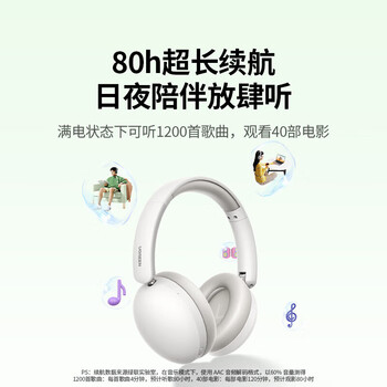 绿联（UGREEN）45017 HiTune Max2头戴式蓝牙耳机 80小时长续航 蓝牙5.4音乐耳机 灰白色