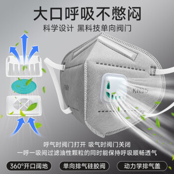 佳睦 KN95头戴式防尘口罩工业防尘50枚独立装透气打磨粉尘活性炭带阀