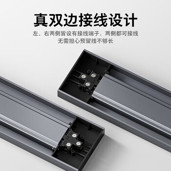 飞利浦（PHILIPS）明装轨道插座开关插座面板壁挂式免开槽可移动滑轨插板餐边柜导轨式滑动排插50cm轨道+3个适配器灰