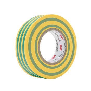3M电工绝缘胶带汽修线束胶带家装无铅耐磨防潮 黄绿色 十卷装 160#