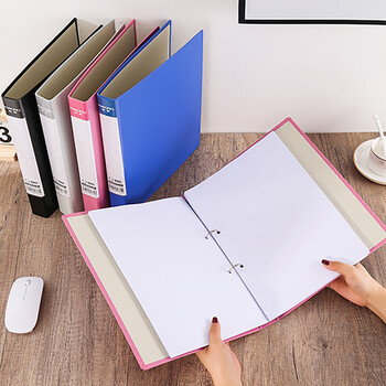 牧野（MAKINO）2孔O型夹PP文件夹 活页打孔文件夹 学生资料夹 办公商务用品 文件收纳报告夹 蓝色