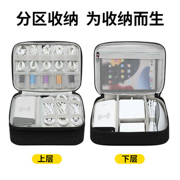 BUBM数据线收纳包电源盒子多功能充电线旅行便携数码配件整理袋配件包