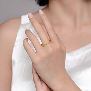 世纪缘珠宝素圈黄金戒指3d硬金999足金指环尾戒女 16号