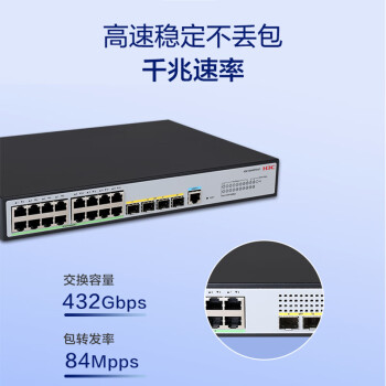 华三（H3C）S5016PV6-EI 16口千兆电+4千兆光纤口强二层全网管企业级网络交换机 替代S5016PV5-EI