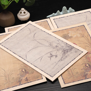 梅林笔庄加厚蜡染微喷宣纸毛笔书法纸楷书小楷瘦金体毛笔书法国风长卷空白作品纸纸落云烟2cm方格【20张】