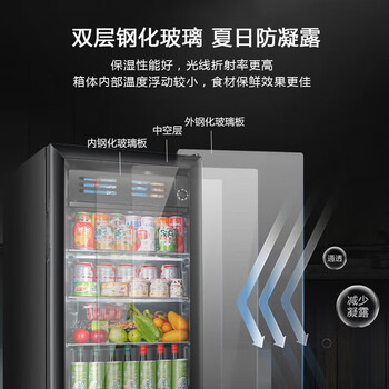 新飞冰吧.小型单门保鲜展示留样药品柜 108升黑内胆【冷藏+微冷冻+带灯+带锁】【企采购】