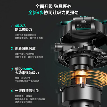 MELNG美菱吸尘器家用1600W大功率商用装修美缝开荒工业干湿吹大吸力吸拖一体强力桶式吸尘机20L大容量T010