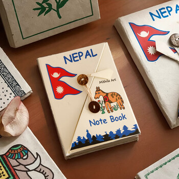 佳茉尼泊尔手工本手账本diy素材日记本复古旅行高颜值网红空白本纸加厚笔记本520礼物升级款新年情人节