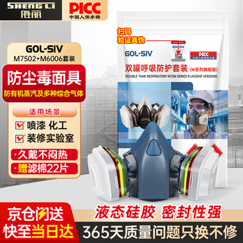 胜丽 M7502防毒面具口罩 防有机蒸气及多种气体 喷漆装修实验室 硅胶款 配M6006
