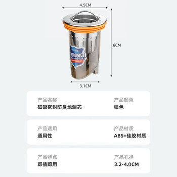 佳立方防臭地漏芯下水道防臭神器防虫反味卫生间通用地漏芯封口盖过滤网