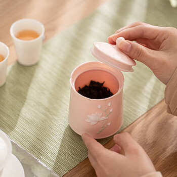 苏氏陶瓷勿忘我堆花茶叶罐密封罐两个礼盒组伴手礼