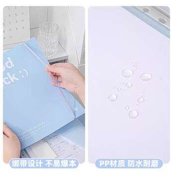 三年二班Goodluck文件收纳册活页文件夹试卷夹A4文件袋资料册办公用品文件册袋多页多层插页档案册依云白