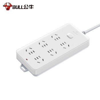 公牛（BULL）新国标插座 6插位总控开关全长5米插线板插排GN-109K