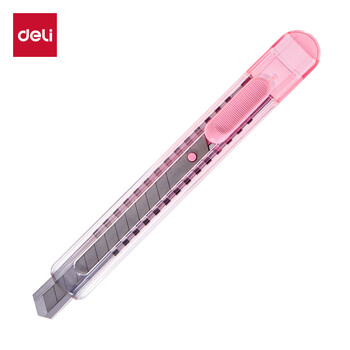 得力美工刀/裁纸刀渐变快递刀开箱小号9mm便携时尚办公用品 渐变红TD210-C