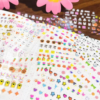 米砾儿童卡通指甲贴公主宝宝防水美甲贴花小孩奖励玩具纹身贴可爱小兔子背胶3d立体美甲小鼻嘎贴纸礼物