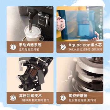 PHILIPS飞利浦黑珍珠咖啡机/意式 美式全自动家用办公室咖啡机研磨一体 EP1221/69