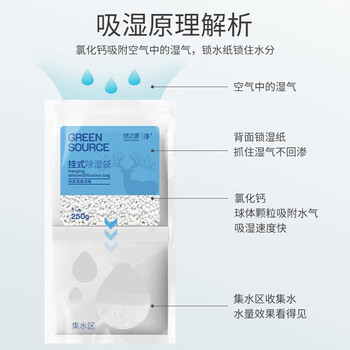绿之源可挂式除湿袋大容量 衣柜宿舍床上被子除湿剂 250g*10袋装 Z-0555
