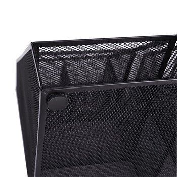 得力（deli）多功能金属网材组合式文件框书立 办公室桌面多层资料架子分层收纳文件架带笔筒 黑色79075